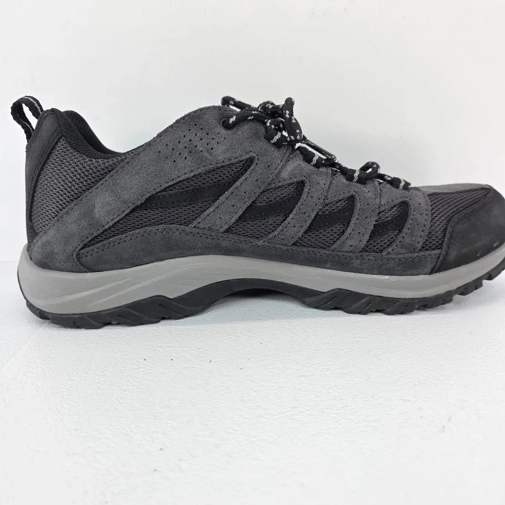 Columbia Crestwood Mens Hiking Shoes Charcoal Black Suede Mesh Trail Sneakers